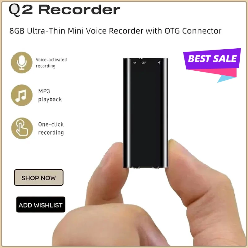 Grabadora de Voz Digital Ultrafina de 4GB-64GB, Grado Profesional, con Activación por Voz, Reducción de Ruido, Reproductor MP3 Profesional