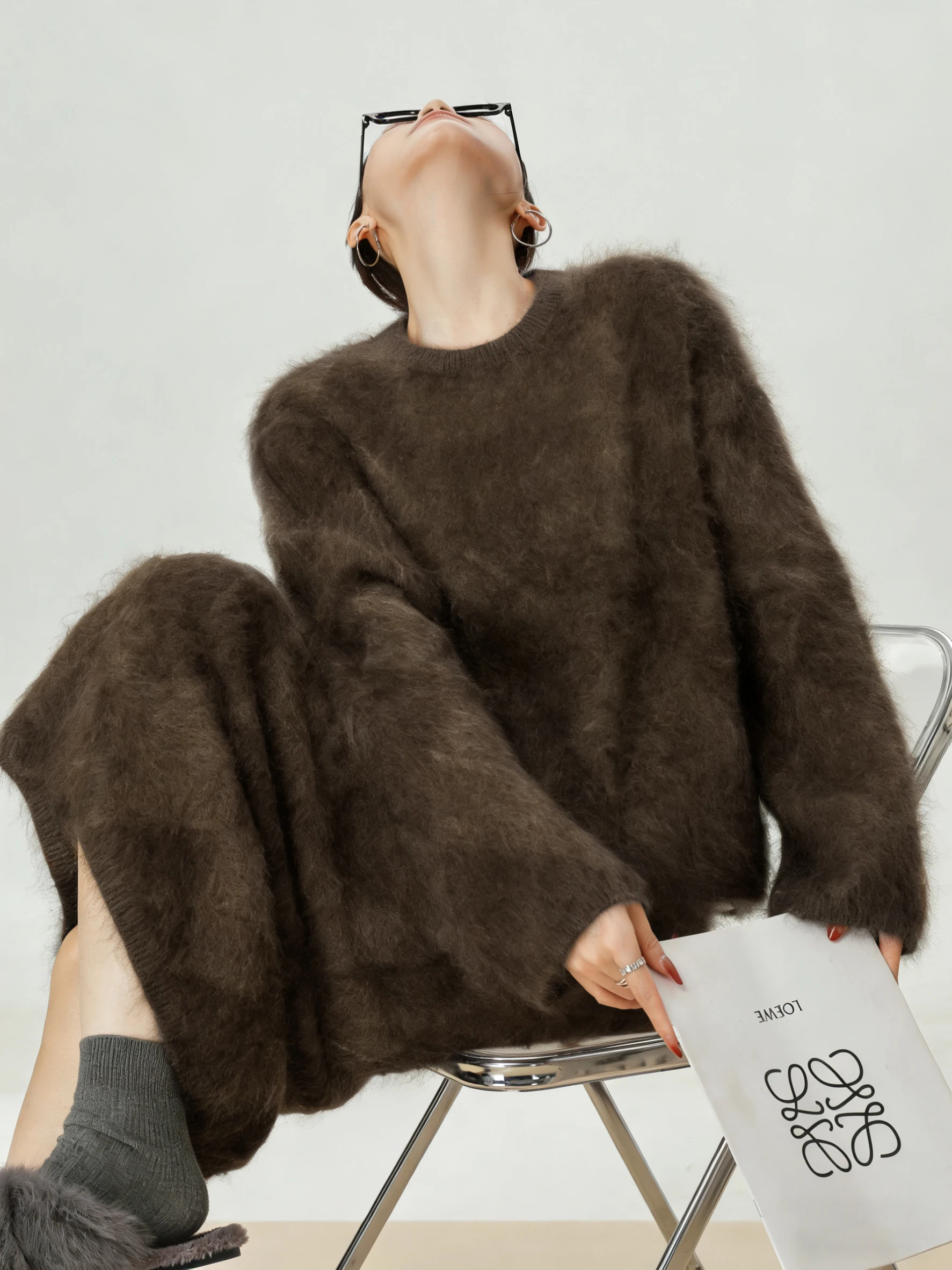 

Deep een Camere Knitted round Ne Sweater Set Women's Faion Casual Sle High Waist Skirt Two-Piece Ensemble OOTD