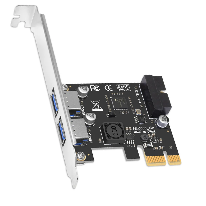 

NEW PCIe PCI-e X1 Controller NEC Chip USB 3.0 PCI Express Expansion Card for PC PCI e to 2Port USB 3 Adapter + 19Pin Header USB3