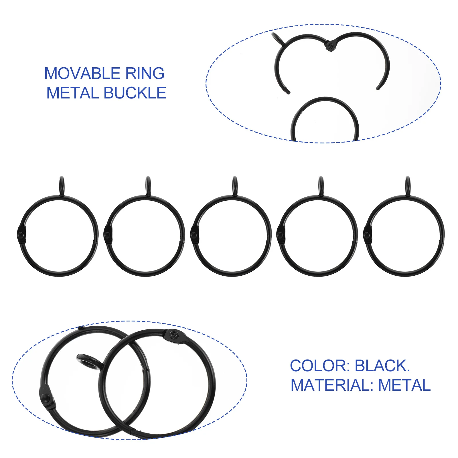 

20Pcs Curtain Rings Metal Eyelet Rings for Tension Rod Heavy Duty Hanging Drape Window Home Decoration Roman Style Accessories