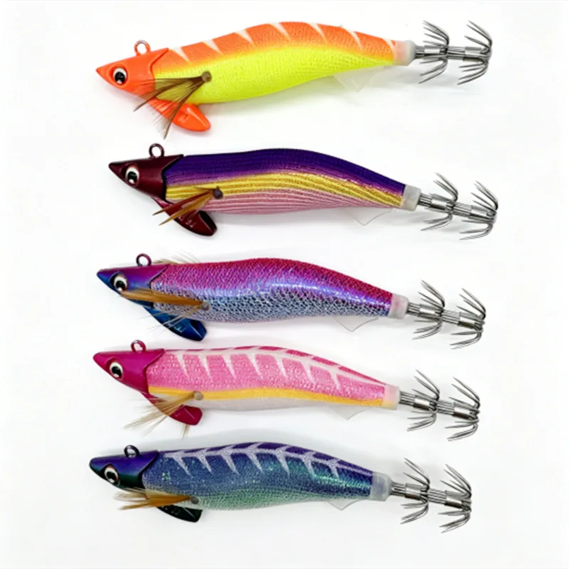 

5Pcs/Set Luminous & UV Squid Jig Shrimp Squid Bkk Hook 115mm Fishing Lures Octopus Cuttlefish Shrimp Baits