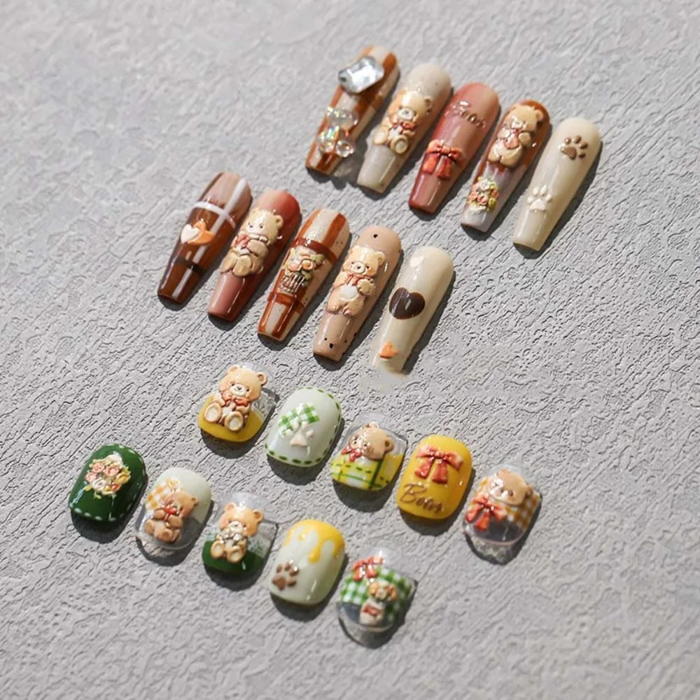 Strik beer nagelstickers liefde hart manicure ornamenten beer nagelstickers nagelbenodigdheden cartoon nail art charme