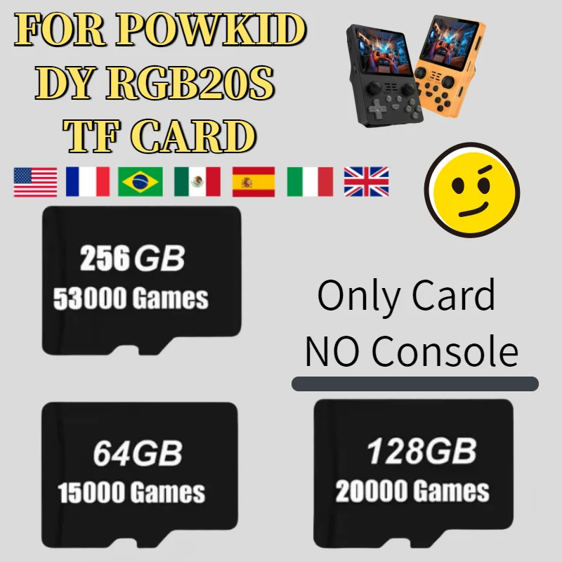 

For PowKiddy RGB20S TF Card Handheld Game Machine Expansion Card Classic Simulator Mamory Card256G 128G 64G 58000 Games