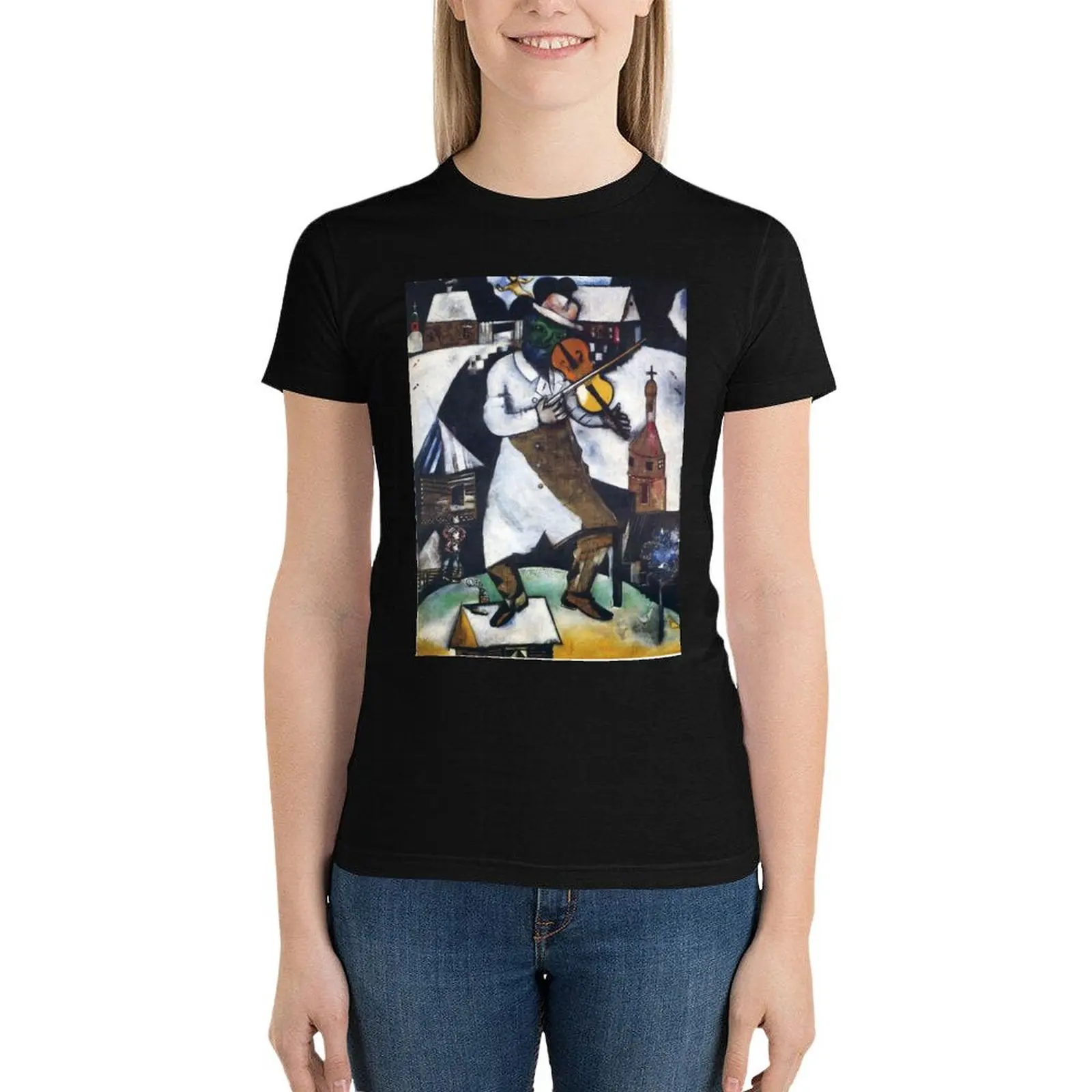

The fiddler by Marc Chagall (1913) T-Shirt plus size tops Blouse Womens clothing