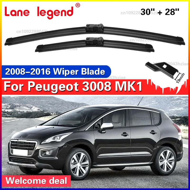 Scheibenwischer LHD Frontwischerblätter Set für Peugeot 3008 MK1 2008–2016 Windschutzscheibe Windschutzscheibe Fensterbürsten 30"+28"