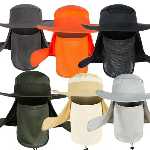 Fishing Flap Caps Men Sun Protection Summer Quick-drying Bucket Hat Outdoor Face Wide Brim Women Bucket Hat For Fishing Climbing