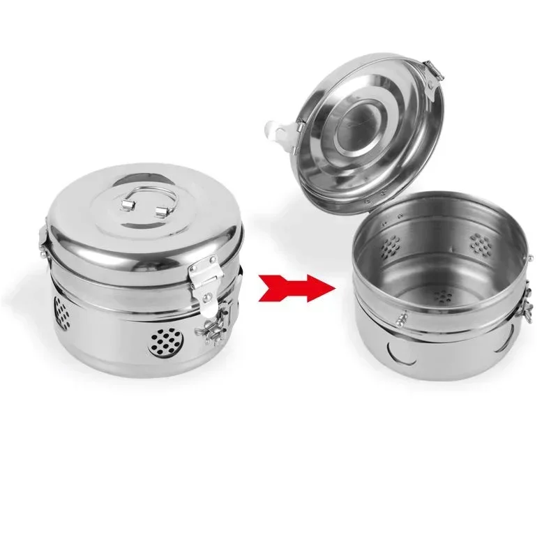 

304 Stainless Steel Storage Tank with Cover Case Cotton Gauze Sterilizing Cylinder Sterilizing Storage Tank