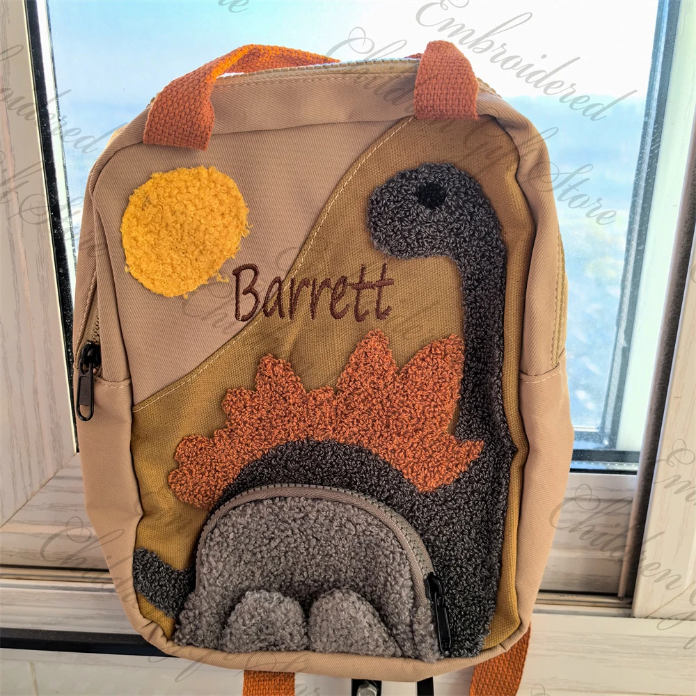 Cartoon Dinosaur Bag Personalized Embroidered Name Kids Kindergarten Schoolbag Unique Children's Day Gift Backpack with Names