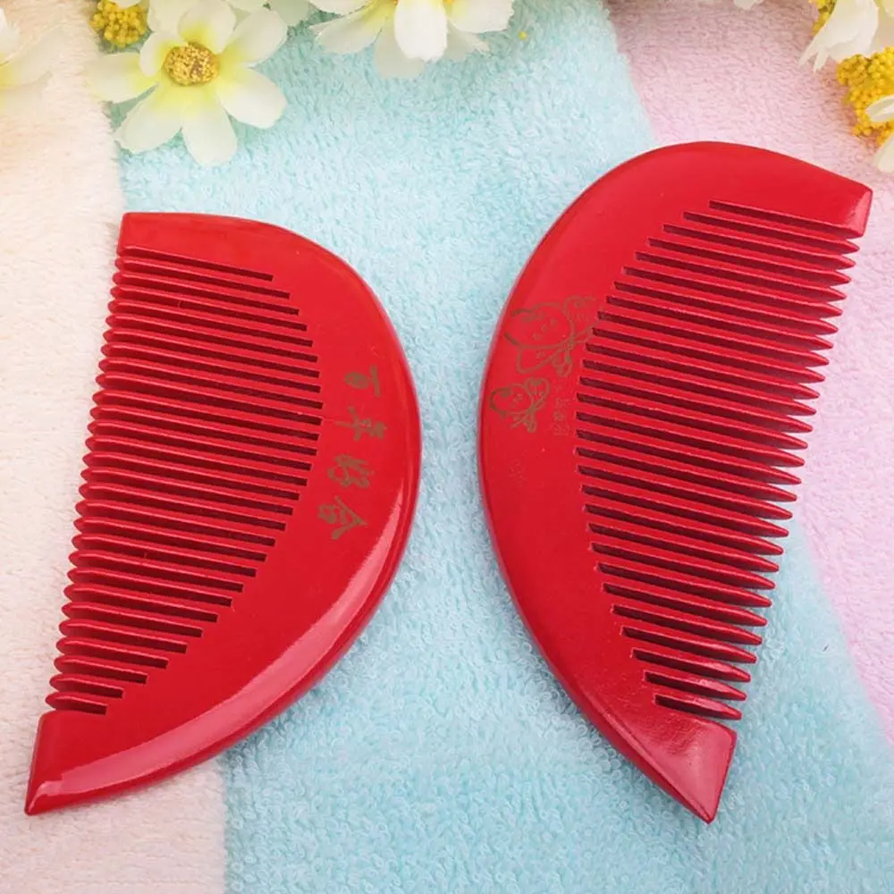 Women 2Pcs/set Hairdressing Bridal Heart Shaped Hair Accessories Wooden Comb Couples Comb Handle Hair Brush Wedding Comb