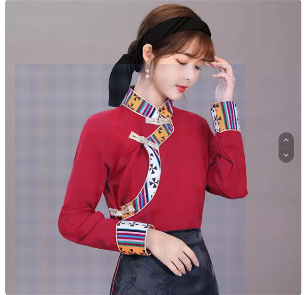 

Pulu Top Tibetan Clothing Tibetan Women's New Shirt Ethnic Style Shirt Xizang Guozhuang Top Tibetan