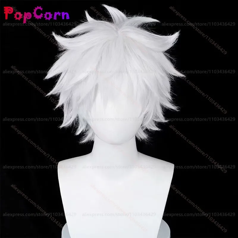 Lu Guang Cosplay Wig 36cm Short Frizzy Wig  Silver White Wig Cosplay Anime Cosplay Wigs Heat Resistant Synthetic Wigs