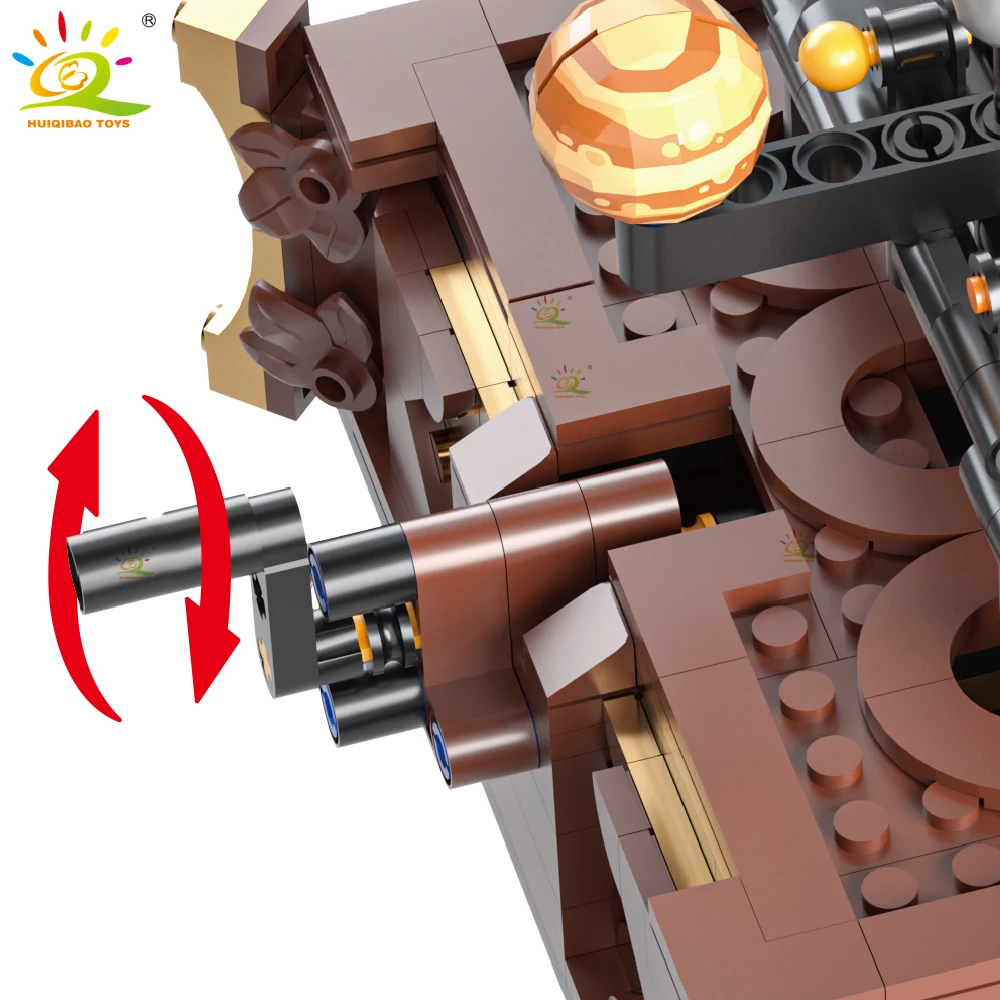 HUIQIBAO MOC الفضاء النظام الشمسي مدار كوكب نموذج صغير بنة الفضاء زخرفة لعبة الطوب للأطفال مكتب ديكور.