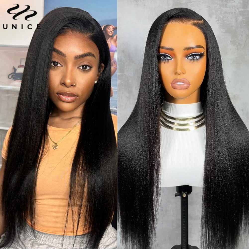 UNice Pre Everything 7X5 13x4 Lace Front Human Hair Wig Yaki Straight Silk Press Glueless Wigs Human Hair Ready To Wear 26Inch