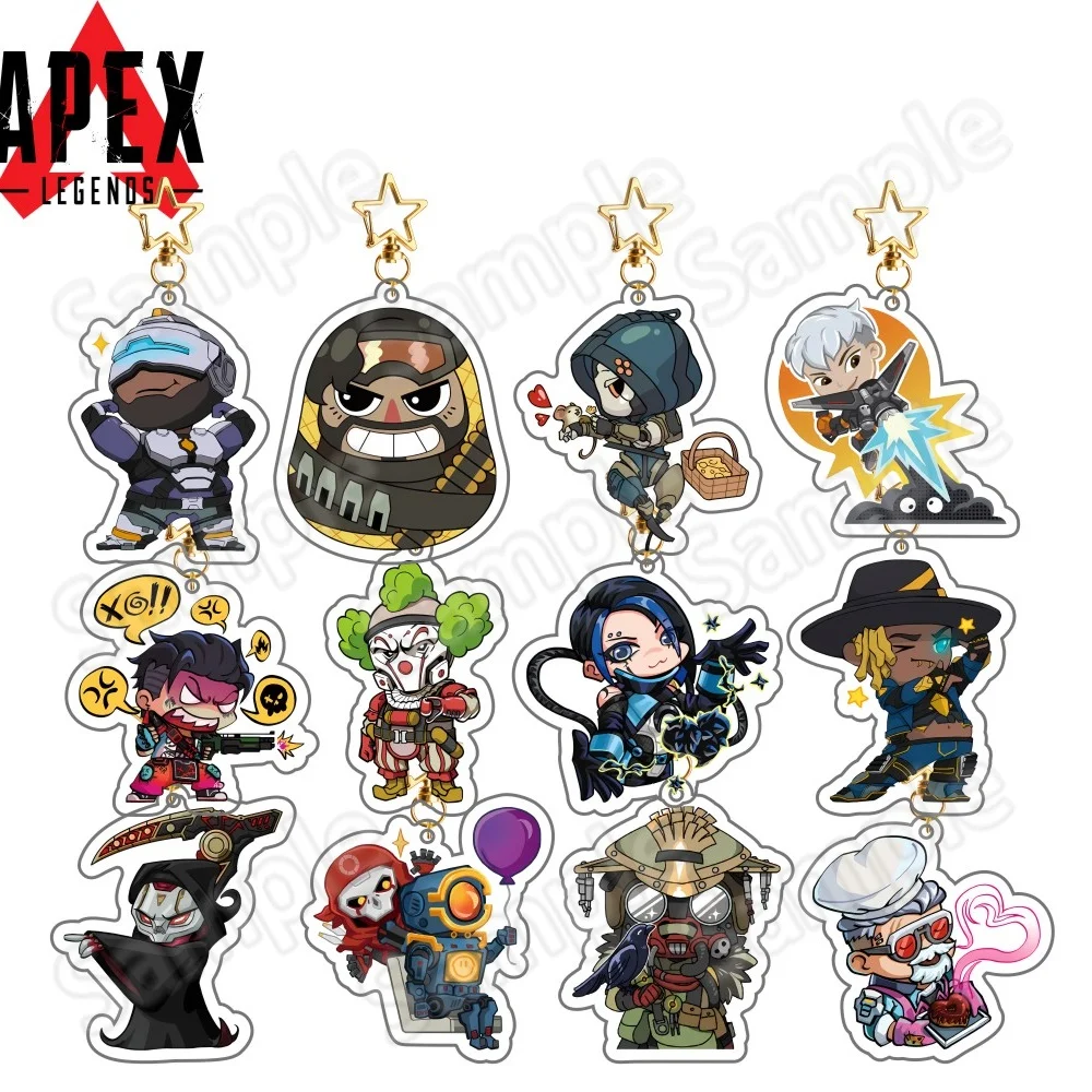 Apex Legends Chibi Acrylic Stand Keychain 6cm  Printed Wraith Octane Pathfinder Bloodhound Lifeline Bangalore Desk Decor Fans Co