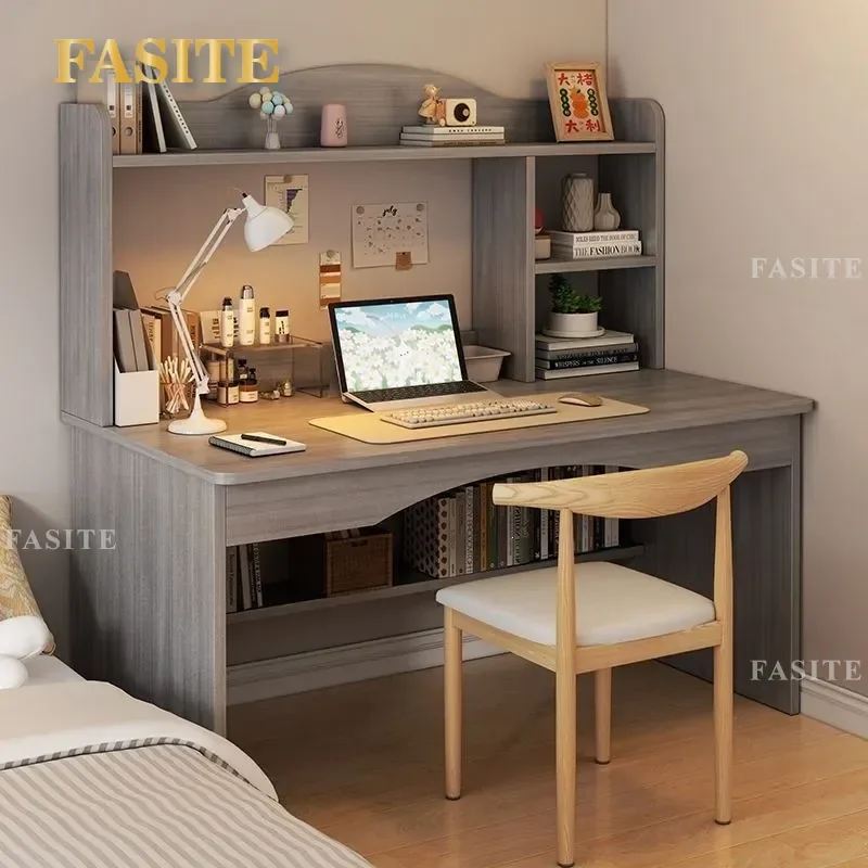 For Computer Desk with Bookshelf Combined Writing Table Simple Student Study Desk for Home Rental House Space Saving