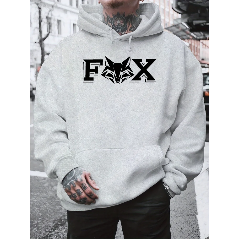 Mode Fuchs Mit Kapuze männer Sweatshirt Casual Trendy Streetwear männer Kleidung Herbst Winter Warme männer Mit Kapuze Sweatshirt
