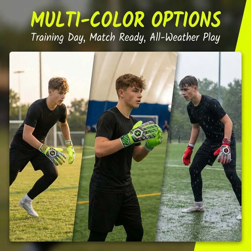 

1 Pair Finger Protection Football Goalkeeper Gloves Cushioning Wear Resistant Goalie Gloves Double Layer Wrist Breathable