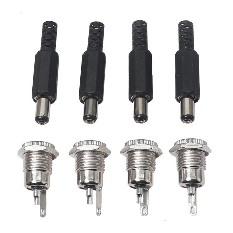【10-5Set】5.5x2.1mm 5.5x2.5mm DC Power Connector Male Plug and DC-099 Female Socket Nut Panel Mount DC Plugs Jack Adapter