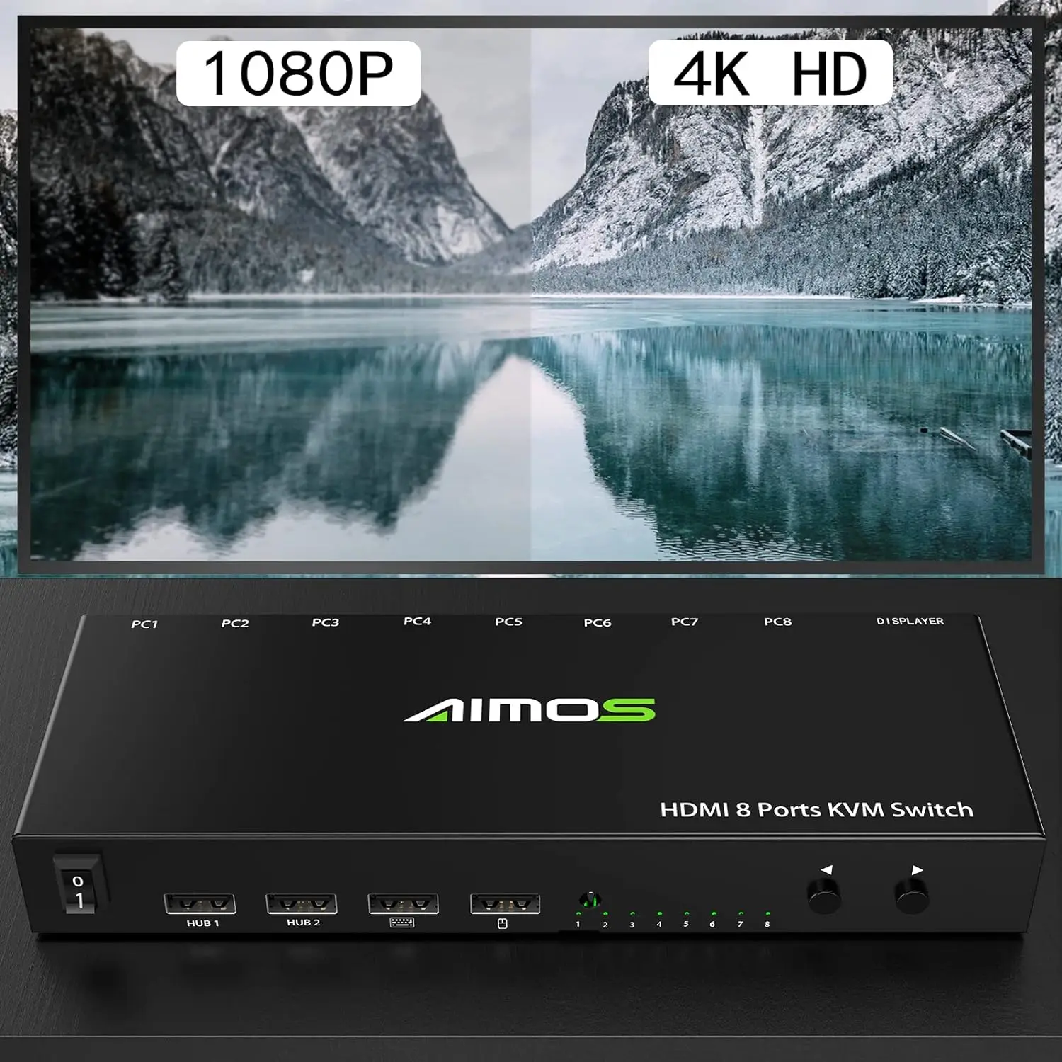 Imagem -05 - Aimos-hdmi Interruptor Kvm em Saída Switcher para Laptop pc Ps4 Monitor Mouse Teclado 4k a 30hz