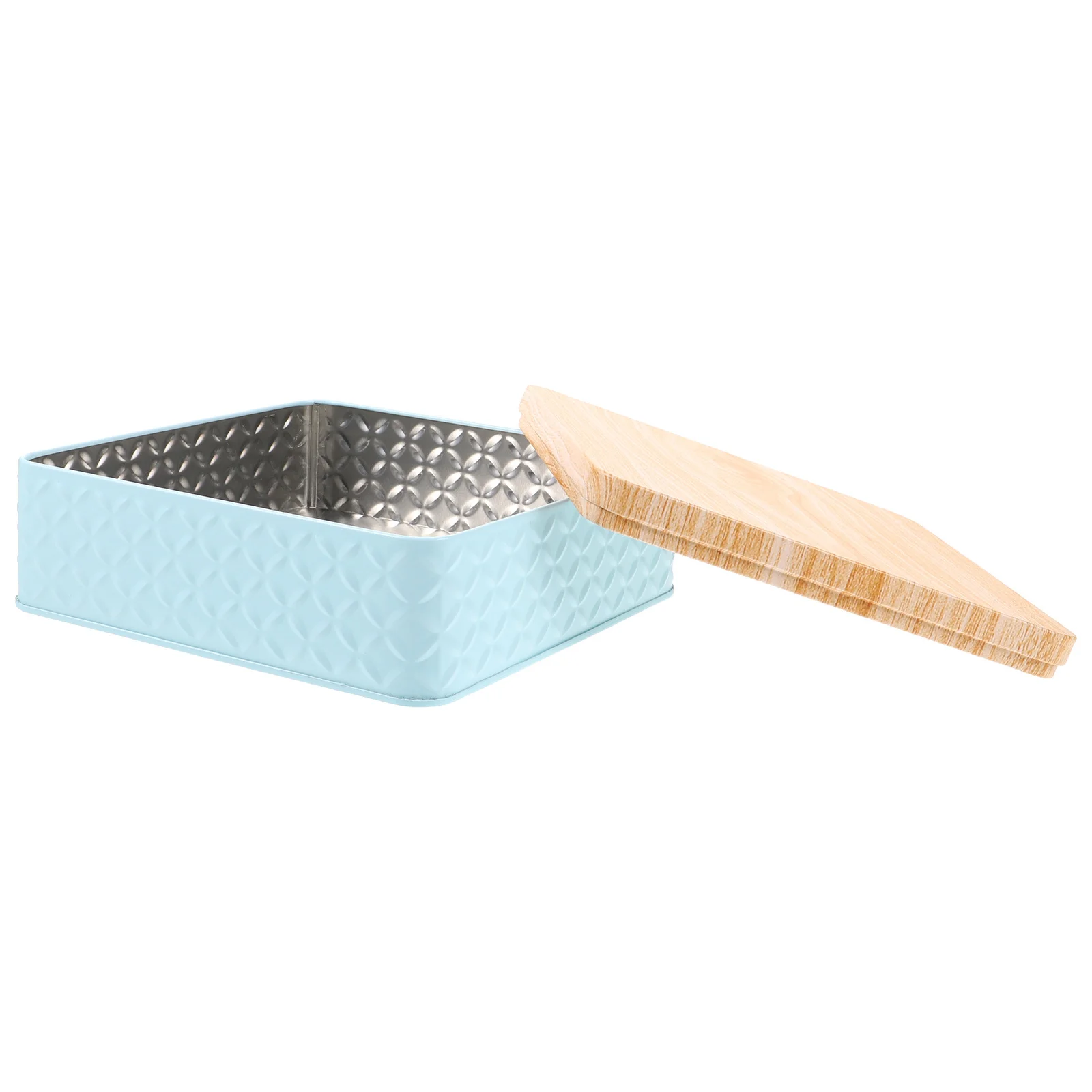 1pcs Baking Packaging Box Metal With Wooden Lid For Cookies Candies Storage Airtight Cookie Container Present Giving