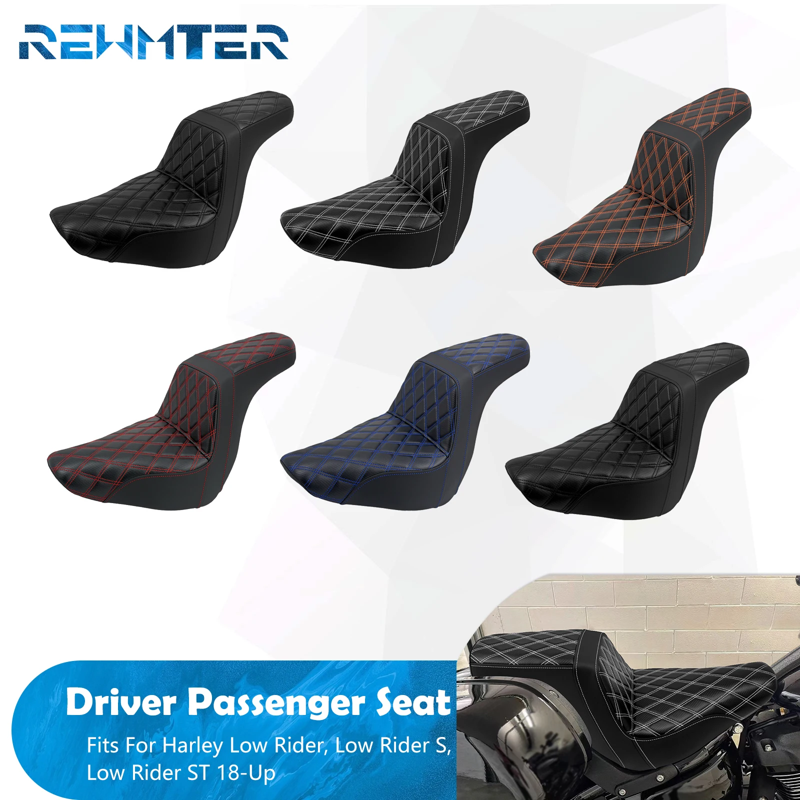 

Motorcycle Two Up Seat Front Rear Driver Passenger Seat Cushion For Harley Softail Sport Glide 18-24 Low Ride 18-21 FXLRS 20-24