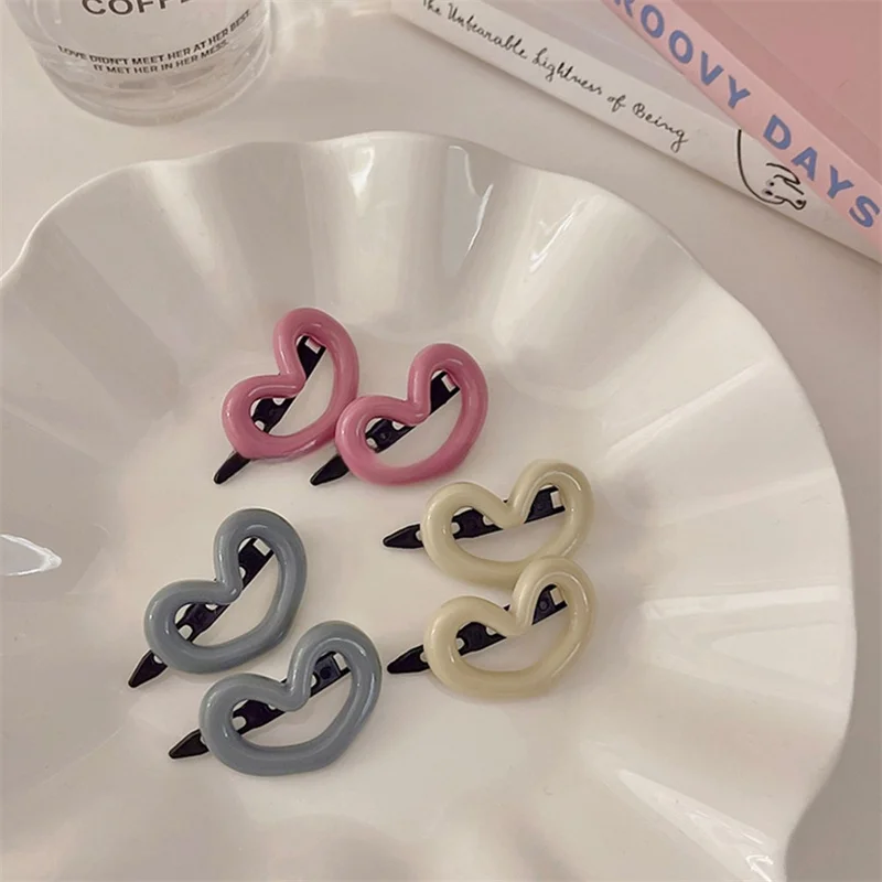 8pcs/set Lovely Hairpin 8 colors Women Hair Clip Pinzas Para El Cabello Kids Children Heart-Shaped Girls Hair Accessories