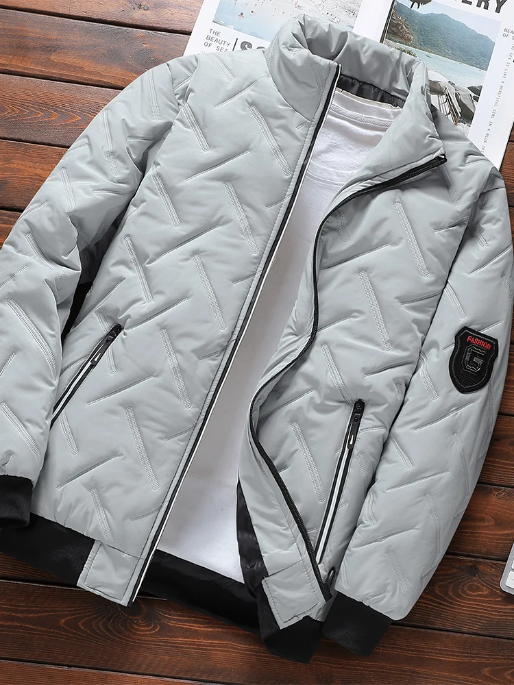 

Зимняя утепленная хлопковая куртка для мужчин, повседневная, с воротником-стойкой, однотонная, универсальная верхняя одежда, молодежная, из полиэфирного волокна, теплая куртка