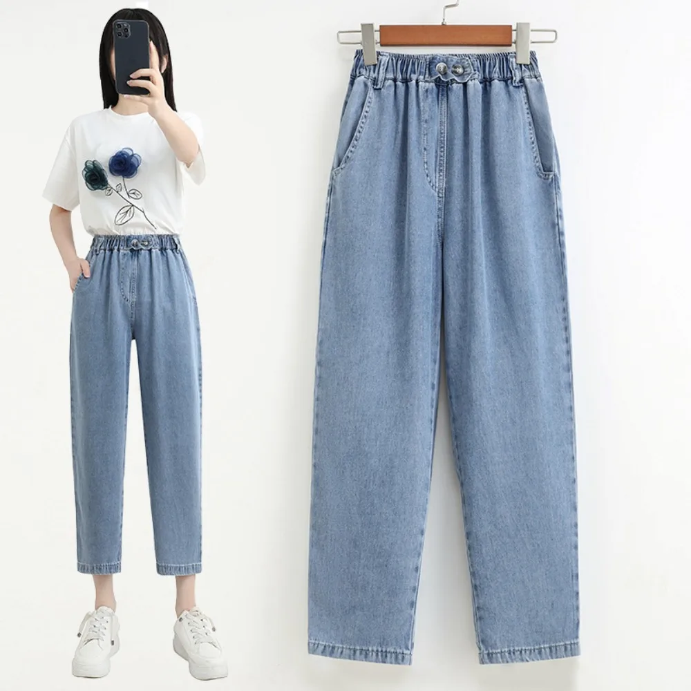 

Повседневные шикарные тонкие прямые брюки с высокой талией в полный рост, корейская модная офисная женская летняя одежда больших размеров