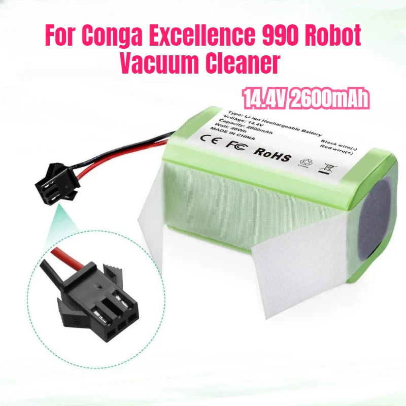 14.4V 2600mAh Battery Suitable for Conga Excellence 990 Robot Vacuum Cleaner