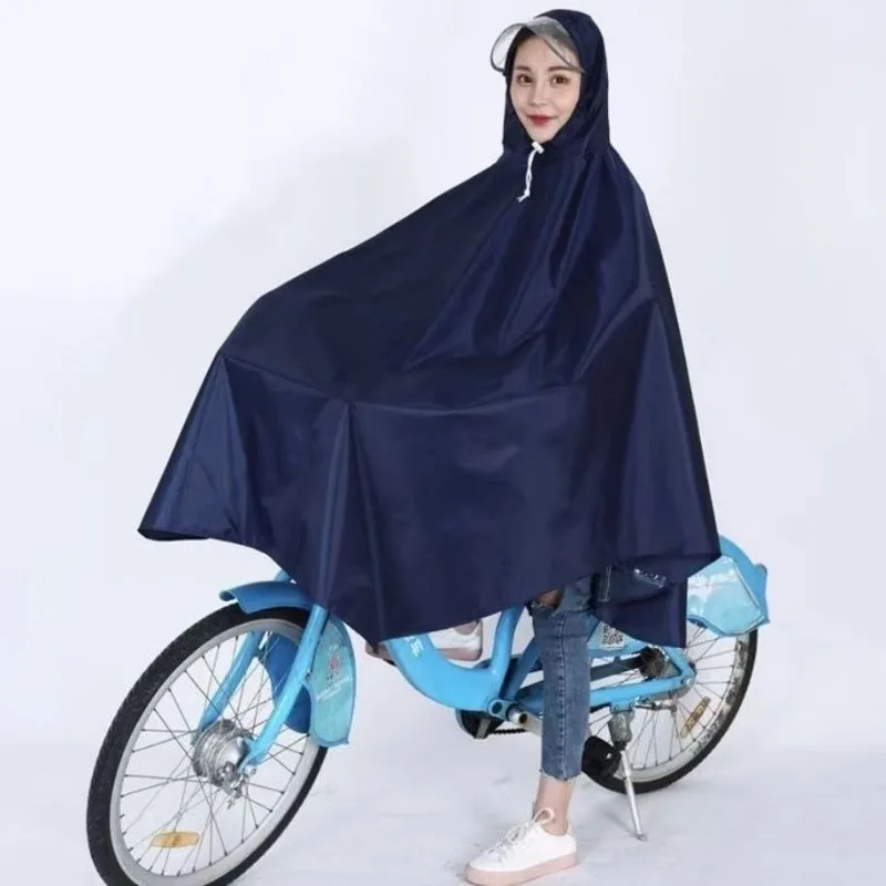 Cycling Raincoat with Large Brim Hood Adult Single Person Oversized Thickened Bicycle Rain Poncho for Shared Bike