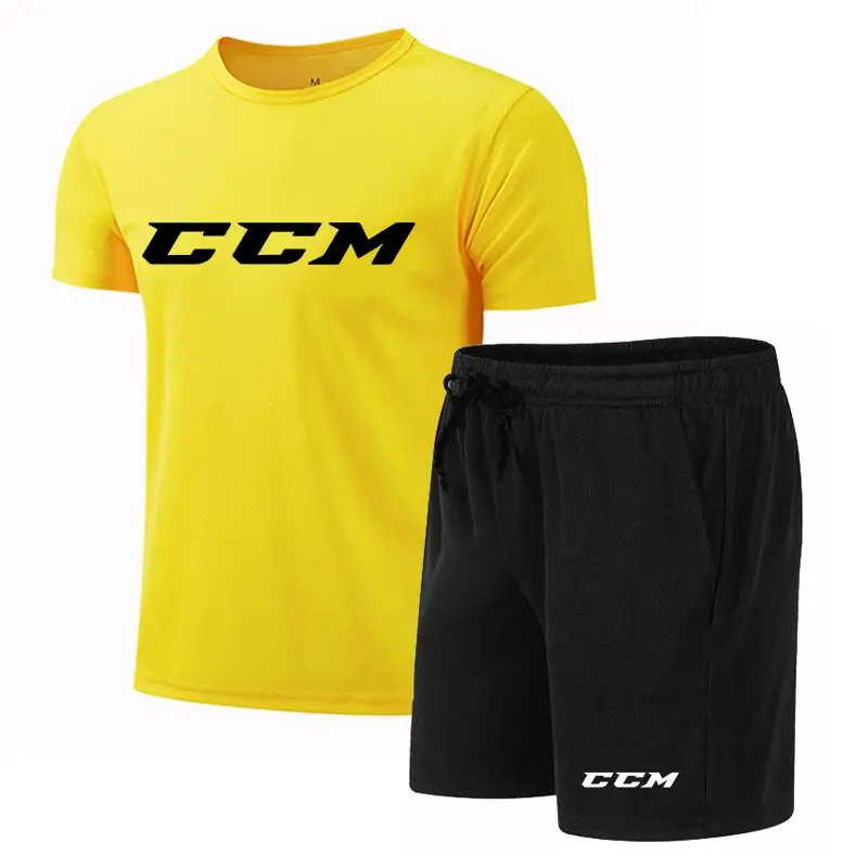 Sports Tshirt CCM Mens Summer Thin Sweat Absorbing Half Sleeve Fast Drying Shirt Ice Silk Tshirt Short Sleeve Top Sports Running