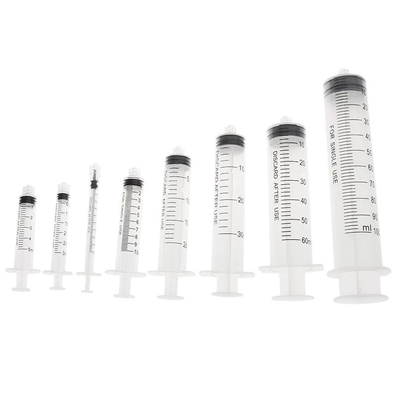 10pcs Luer Lock Syringes 1/2/3/5/10/20/30/5/100ml Plastic Syringe Nutrient Syringe Tools Sampler Measure Tool Parts