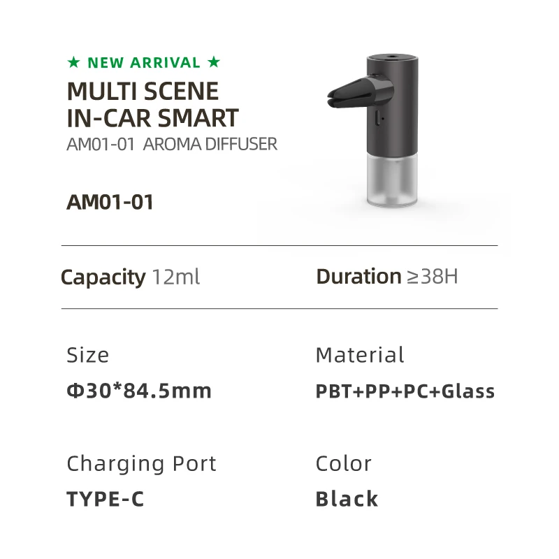 AI Smart Automatic Aroma Diffuser, Wall Mount Rechargeable Portable Car Scent Machine
