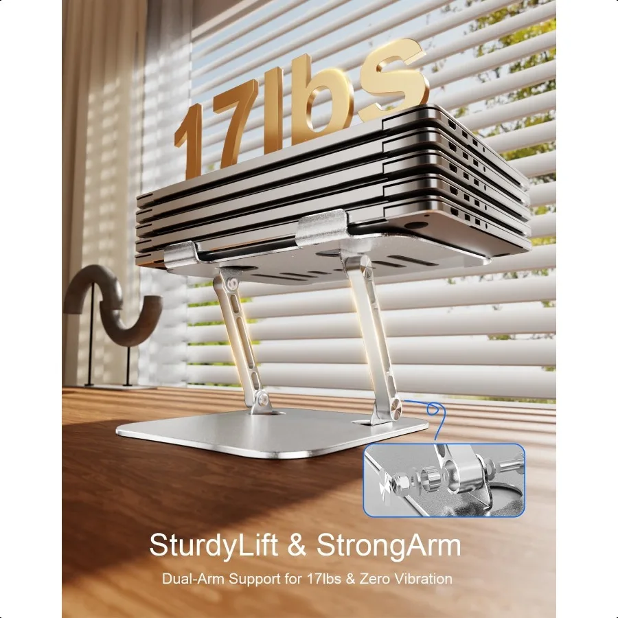 Dudukan Laptop untuk Meja, Dudukan Komputer yang Dapat Disesuaikan, Penyangga Laptop Lipat, Penyangga Notebook dengan Ketinggian yang Dapat Disesuaikan untuk Buku, PC, Komputer