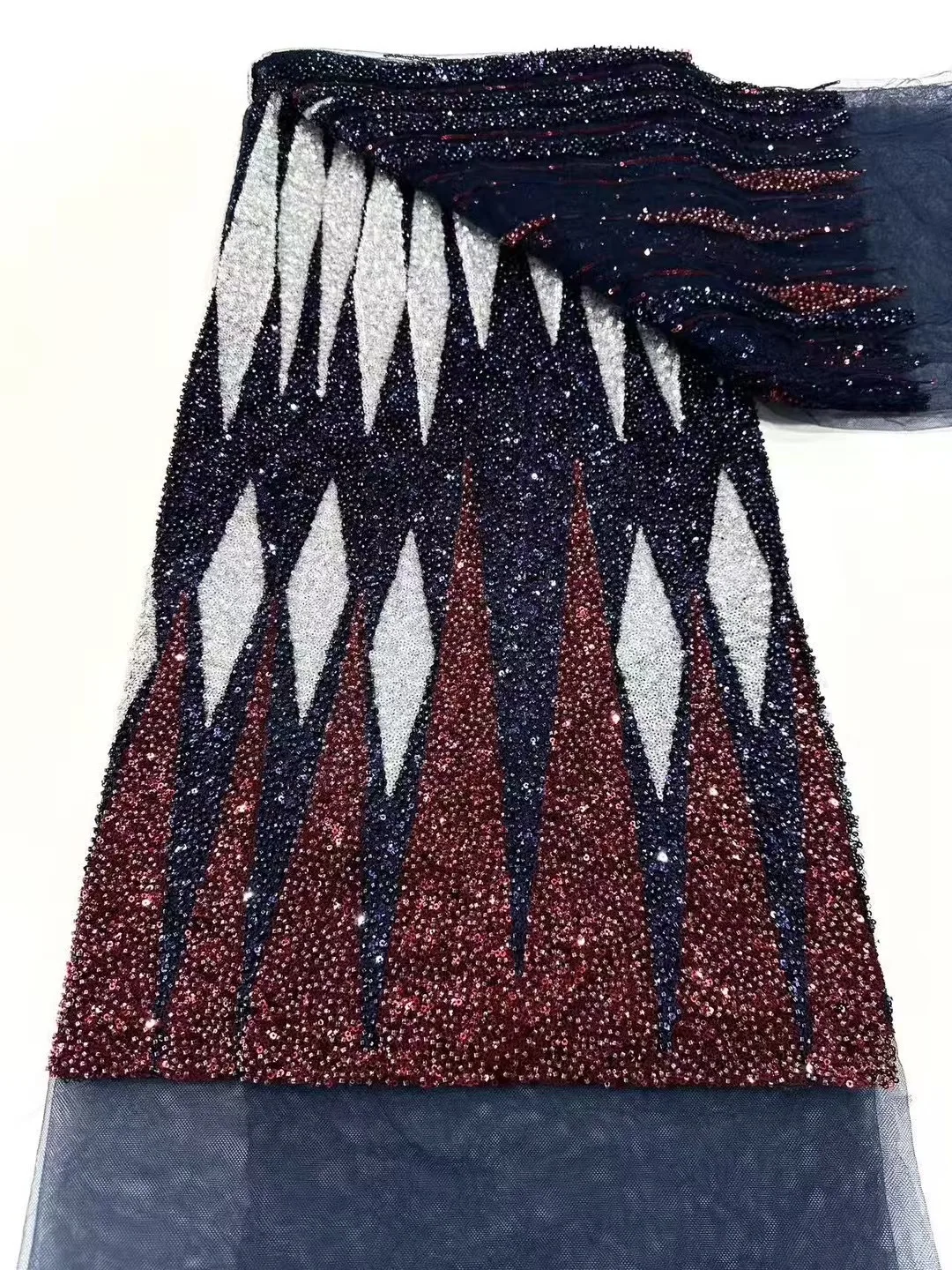 

2025 Nigerian African French Guipure Tulle Lace Fabric Sequins Beaded Embroidery for Luxury Wedding Party Evening Dresses 5Yards