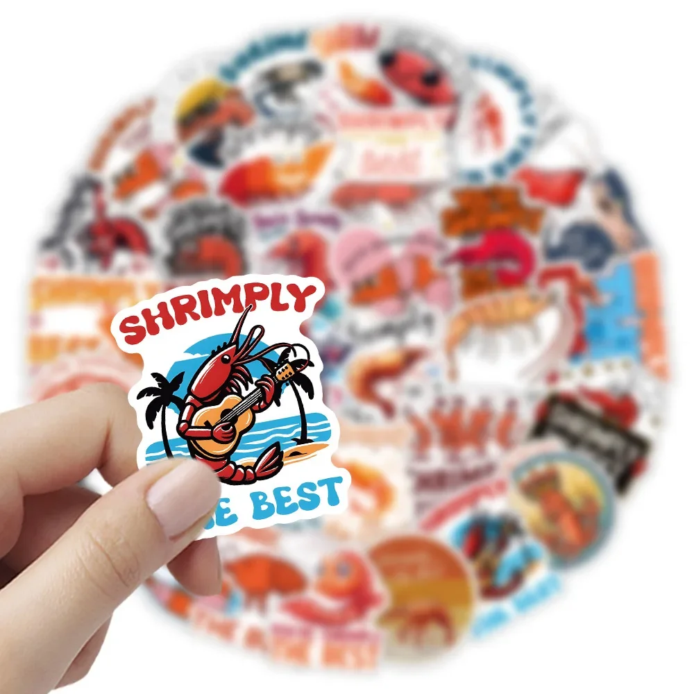 

53PCS Funny Shrimply The Best Creative Cartoon Sticker Cute Lobster Decal Notebook Phone Guitar Luggage Cup Car Bike Kid Toys