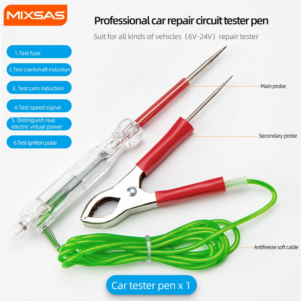 MIXSAS Car Truck Voltage Circuit Tester 6V 12V 24V DC Auto Circuit Fuse Electrical Teste Voltage Pen Car Diagnostic Tool Repairs