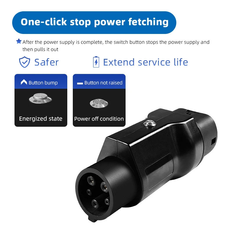 EVqiaoyi محول شحن السيارات الكهربائية GB/T إلى النوع 1 موصل 32 أمبير 7 كيلو وات من GB/T Pile إلى محول النوع 1 للسيارات الكهربائية القياسية الأمريكية