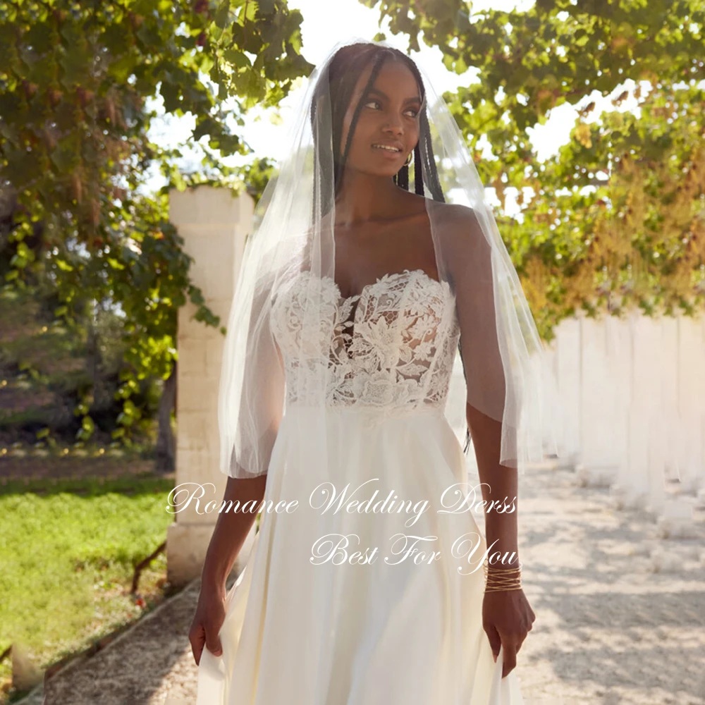 Vestido De Novia moderno De encaje sin mangas, corte en A, 2025, con cuello en V, apliques plisados, espalda abierta, botones, Vestidos De Novia personalizados