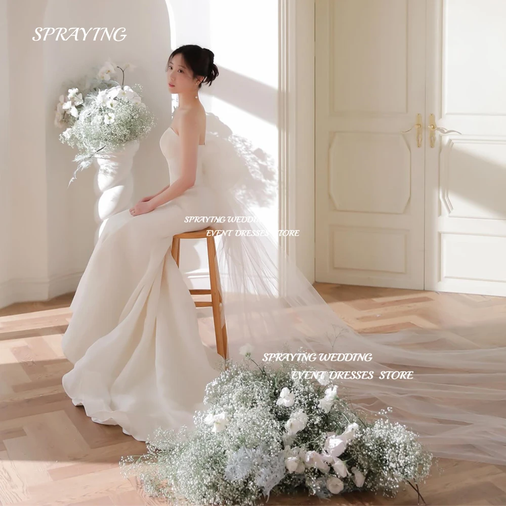 

SPRAYING Korea Strapless Mermaid Wedding Dress Sleeveless Spandex Bridal Gown Photoshoot Floor Length Evening Party Dresses