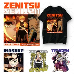 Zenitsu Iron on Patches Demon Slayer 4 naprasowanka Gyoumei winyl do ubrań fajne seksowne Anime drukowane naklejki aplikacja dekoracyjna