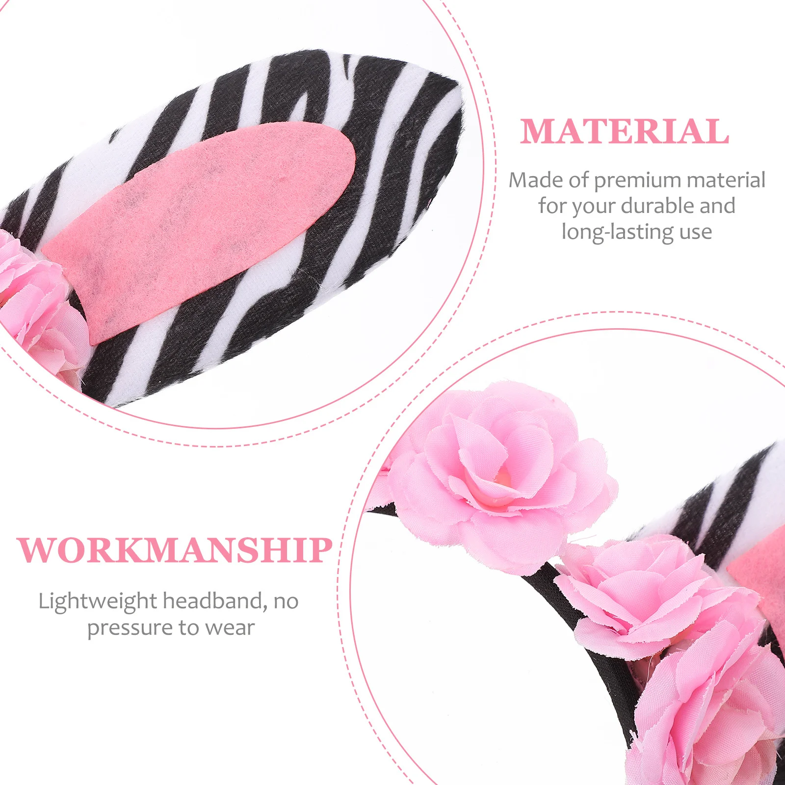 

Zebra Ear Hair Hoop Adorable Cosplay Party Headband DIY Hairstyle Premium Material Gift Zebra Ear Hair Hoop Headdress