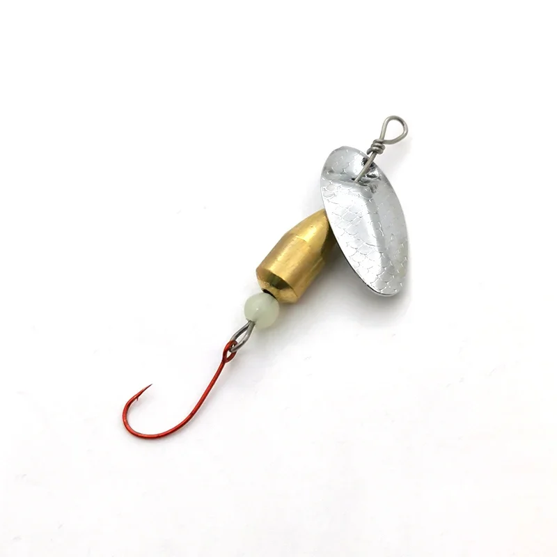 1Pcs Spinner Spoon Metal Bait Micro Fishing Lure Small Sequins Copper Long Shot Baits For Bass Trout Perch Pike Rotating