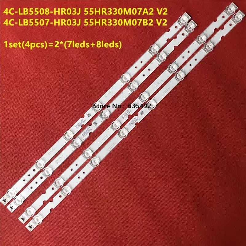 Juego de 15 tiras LED para 55P65US 55A421 55A423 55A523 55A360 55A660U 4C-LB5508-PF02J 4C-LB5507-PF02J 55HR330M07B2 55HR330M08A2
