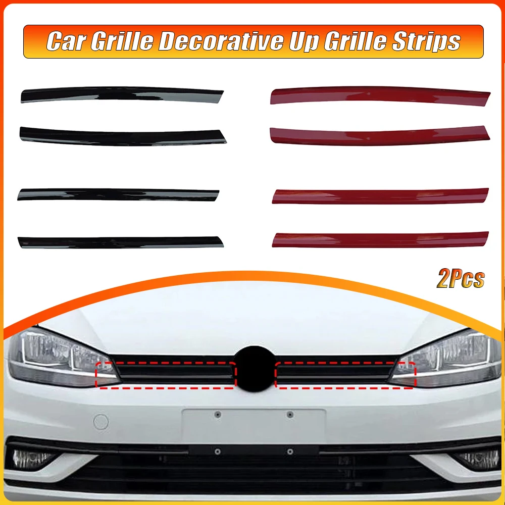 

2 шт./компл., декоративные полоски на решетку автомобиля, автомобильные наклейки для VW Golf 7 7,5 Rline, крышка с логотипом, авто внешние аксессуары