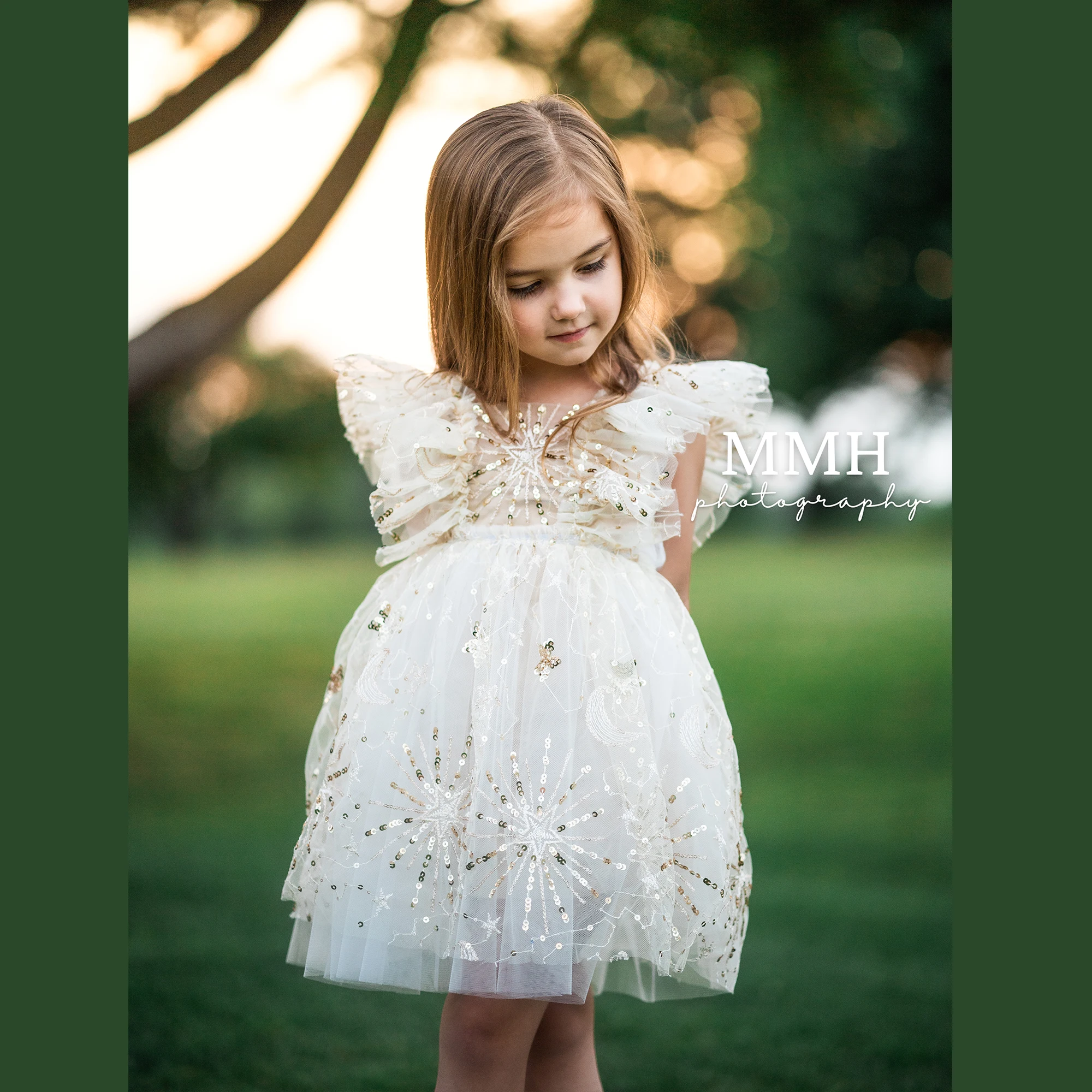 Don & Judy-vestido de noche con volantes de tul para niñas pequeñas, vestido de fiesta con lentejuelas brillantes para fotografía de cumpleaños, vestido de princesa para niños