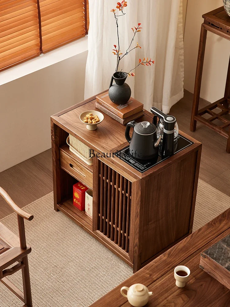 

Solid wood tea cabinet North American black walnut with water heater removable side cabinet