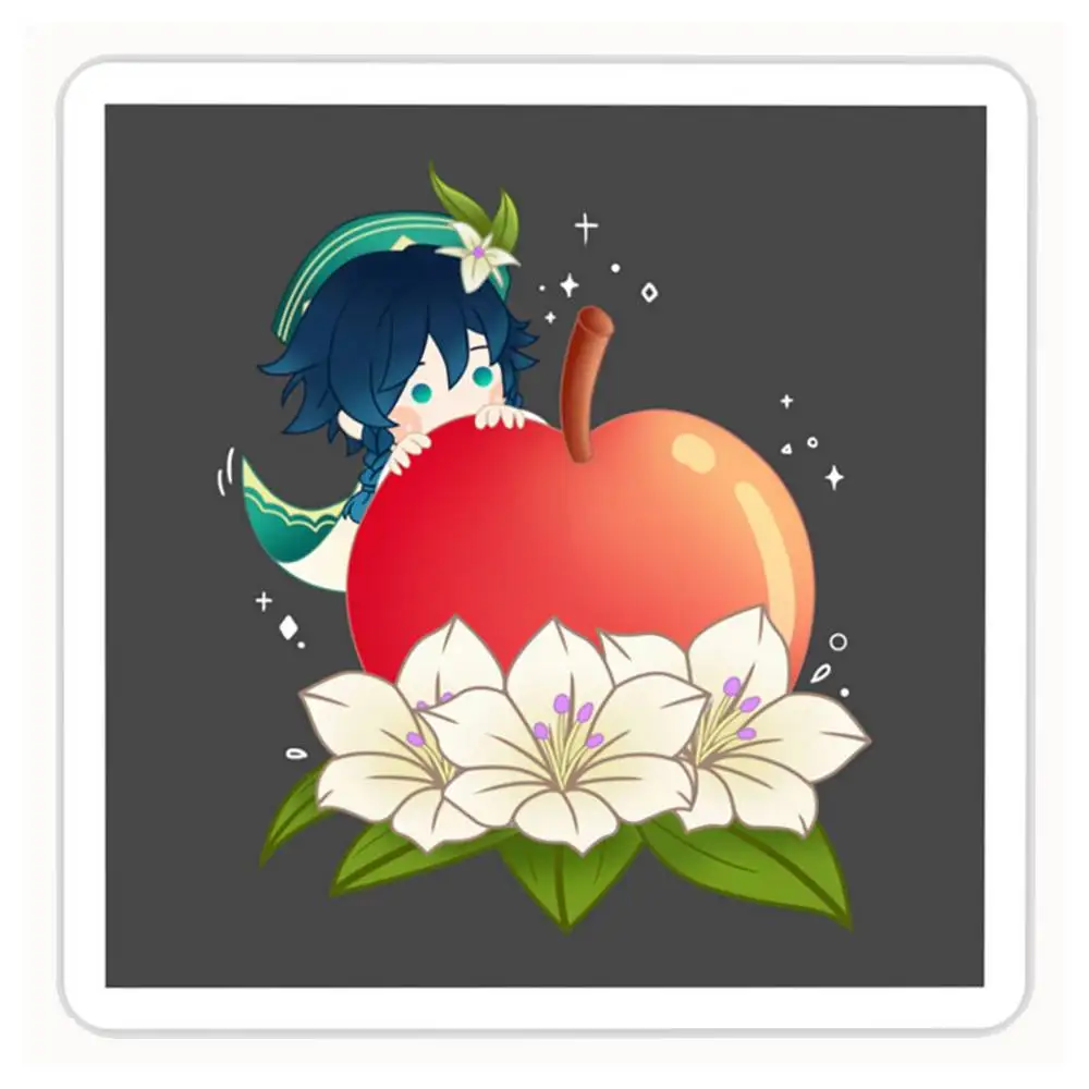 Genshin Impact Cute Venti Apple Waterproof Stickers For Decorating Car Windows Motorcycles And Computers.