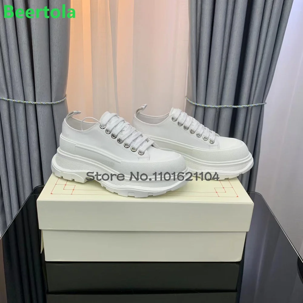 Thick Sole Luxury Casual Flat Shoes For Female Women 2024 Autumn New Sneakers Lace-up Round Toe Shallow Fashion Elegant Shoes