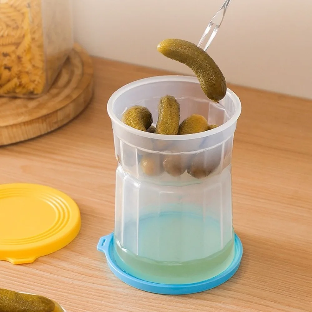 Dry-wet Separation Pickle Vegetable Jar Clear with Strainer Food Filter Container Seal Lid Hourglass Type Pickle Juice Separator